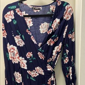 SHEIN 2X navy floral wrap dress